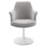 Lumen Swivel Dining Upholstered Armchair in White Light Gray