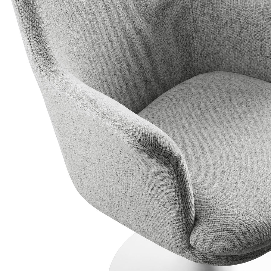Lumen Swivel Dining Upholstered Armchair in White Light Gray