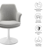 Lumen Swivel Dining Upholstered Armchair in White Light Gray