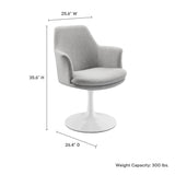 Lumen Swivel Dining Upholstered Armchair in White Light Gray