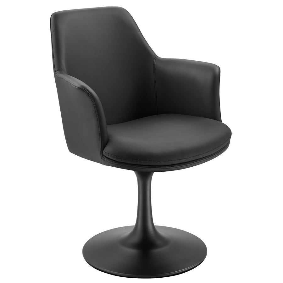Lumen Swivel Dining Vegan Leather Armchair in Black Black