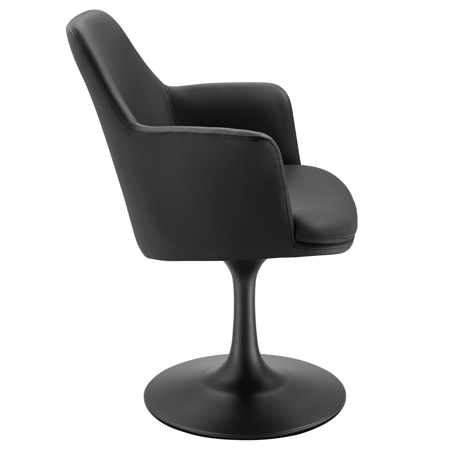 Lumen Swivel Dining Vegan Leather Armchair in Black Black