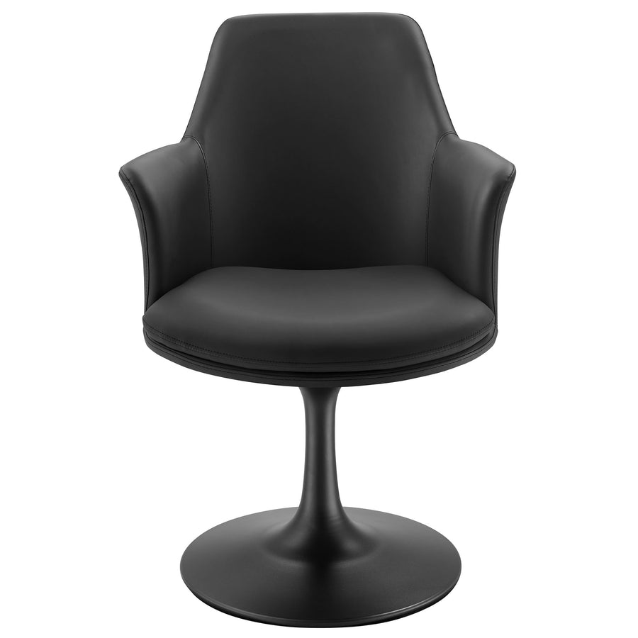 Lumen Swivel Dining Vegan Leather Armchair in Black Black