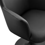 Lumen Swivel Dining Vegan Leather Armchair in Black Black
