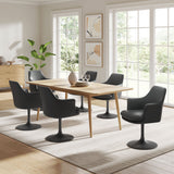 Lumen Swivel Dining Vegan Leather Armchair in Black Black