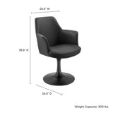 Lumen Swivel Dining Vegan Leather Armchair in Black Black