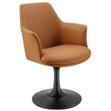 Lumen Swivel Dining Vegan Leather Armchair in Black Tan