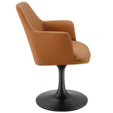 Lumen Swivel Dining Vegan Leather Armchair in Black Tan