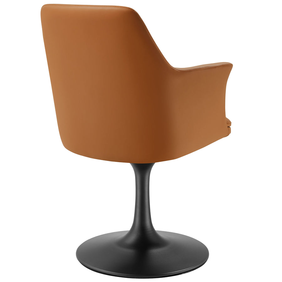 Lumen Swivel Dining Vegan Leather Armchair in Black Tan