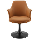 Lumen Swivel Dining Vegan Leather Armchair in Black Tan