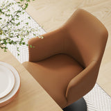 Lumen Swivel Dining Vegan Leather Armchair in Black Tan