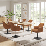 Lumen Swivel Dining Vegan Leather Armchair in Black Tan