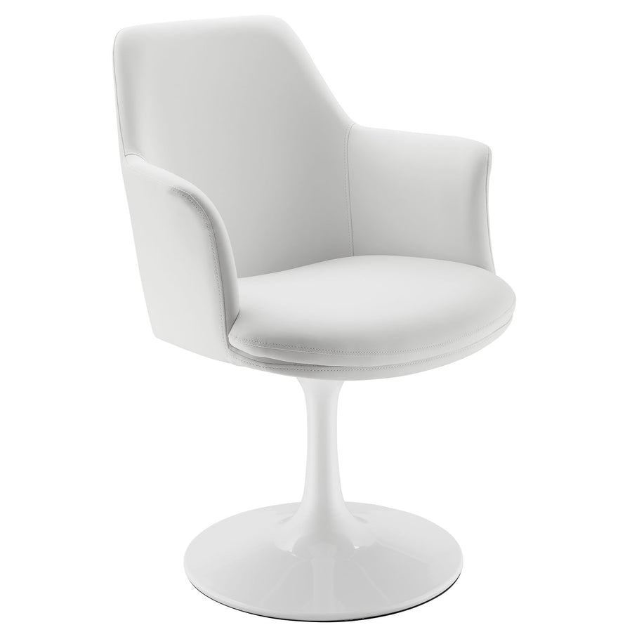Lumen Swivel Dining Vegan Leather Armchair in White White