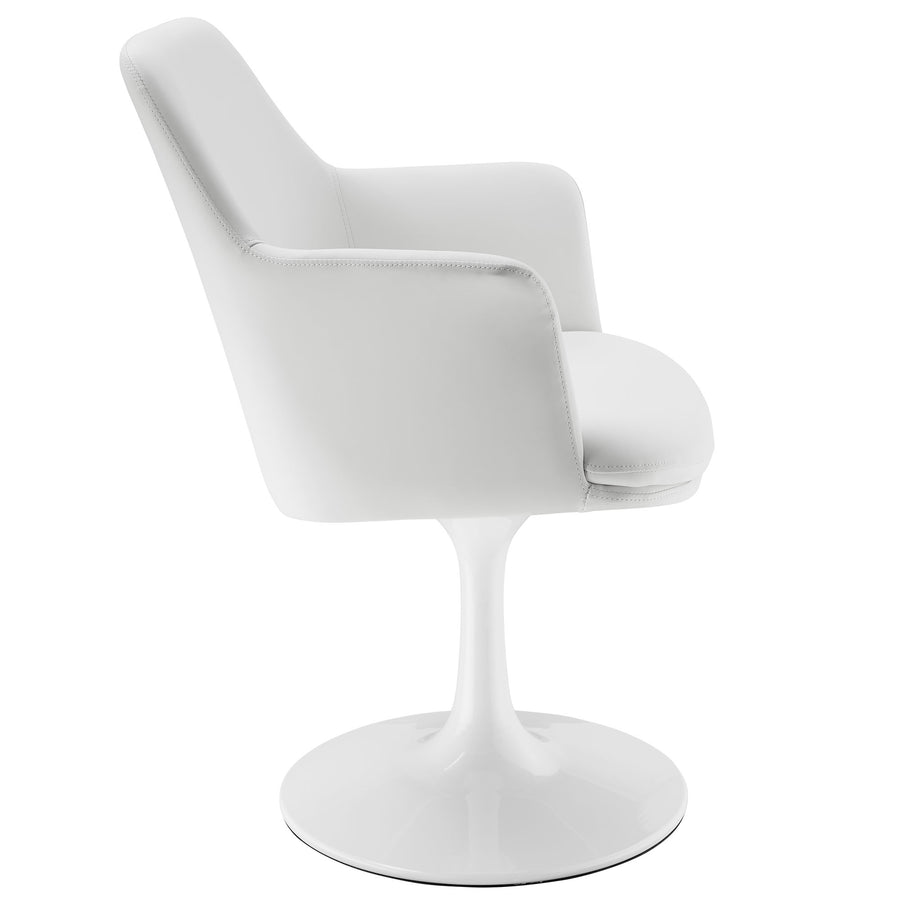 Lumen Swivel Dining Vegan Leather Armchair in White White