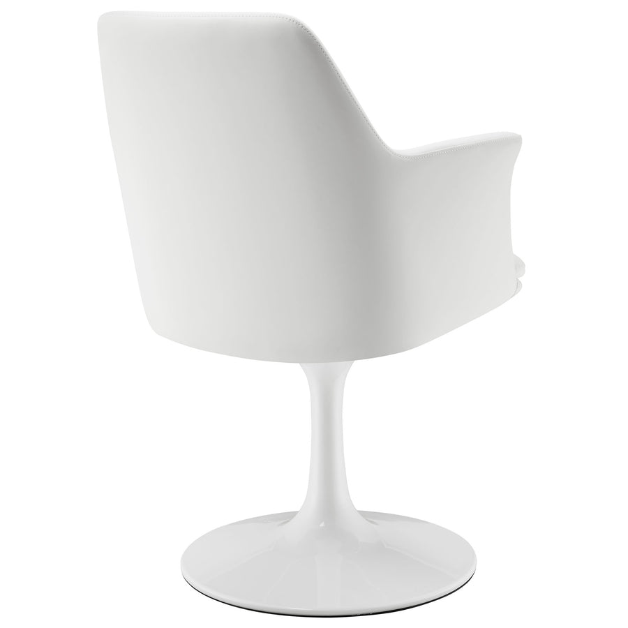 Lumen Swivel Dining Vegan Leather Armchair in White White