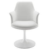 Lumen Swivel Dining Vegan Leather Armchair in White White