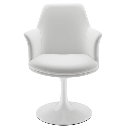 Lippa Swivel Dining Vegan Leather Armchair in White White