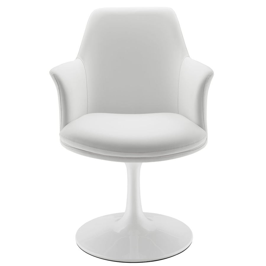 Lumen Swivel Dining Vegan Leather Armchair in White White