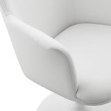 Lumen Swivel Dining Vegan Leather Armchair in White White