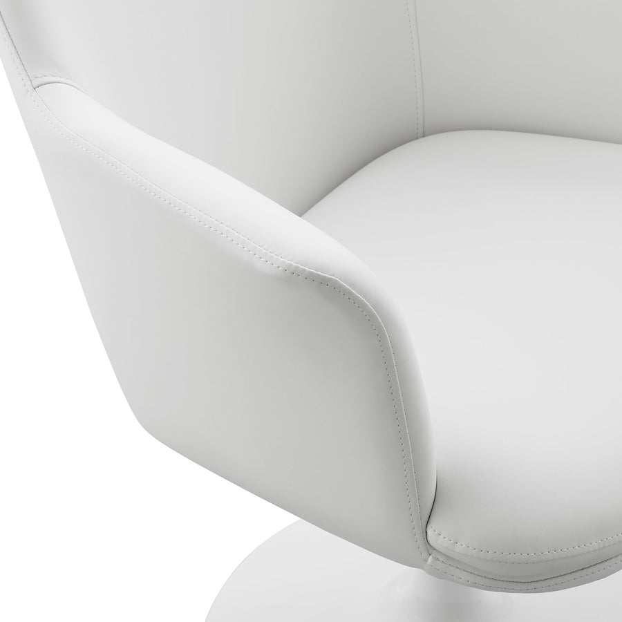 Lumen Swivel Dining Vegan Leather Armchair in White White