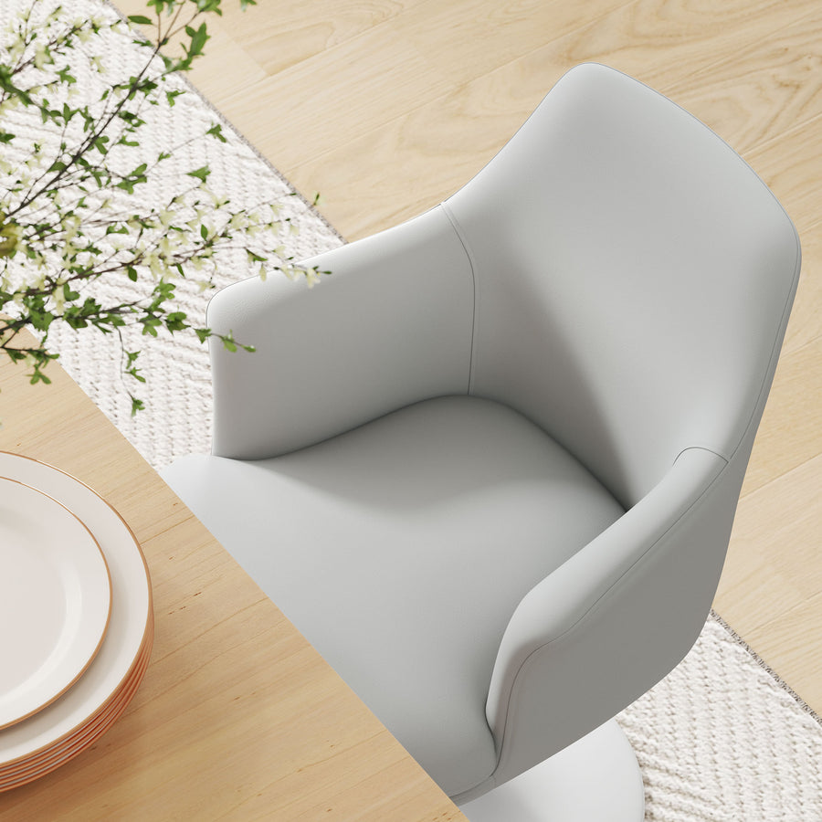 Lumen Swivel Dining Vegan Leather Armchair in White White