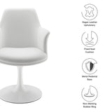 Lumen Swivel Dining Vegan Leather Armchair in White White