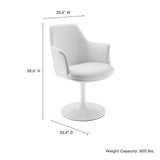 Lumen Swivel Dining Vegan Leather Armchair in White White