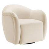 Linus Performance Velvet Swivel Armchair in Alabaster