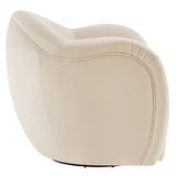 Linus Performance Velvet Swivel Armchair in Alabaster