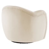 Linus Performance Velvet Swivel Armchair in Alabaster