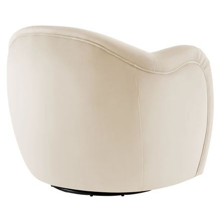 Compose Performance Velvet Swivel Armchair in Alabaster