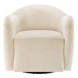 Linus Performance Velvet Swivel Armchair in Alabaster