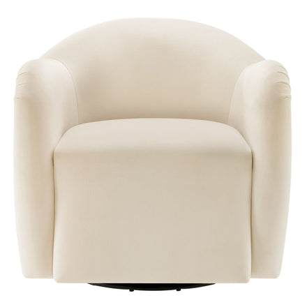 Compose Performance Velvet Swivel Armchair in Alabaster