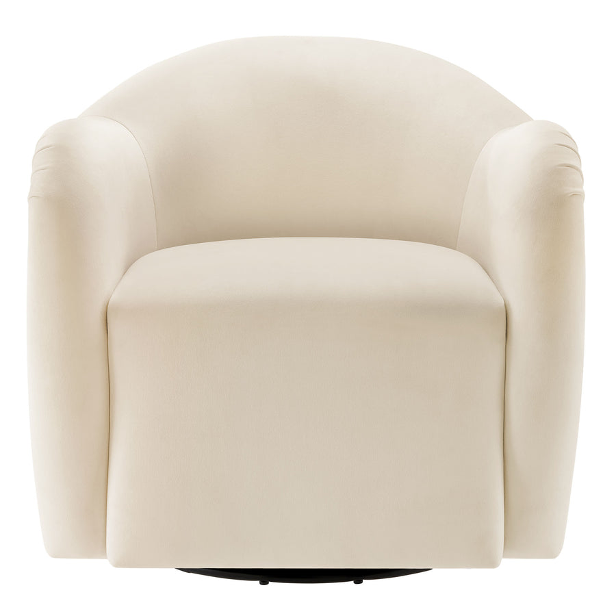 Linus Performance Velvet Swivel Armchair in Alabaster