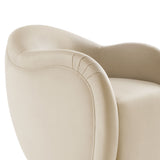 Linus Performance Velvet Swivel Armchair in Alabaster