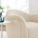 Linus Performance Velvet Swivel Armchair in Alabaster