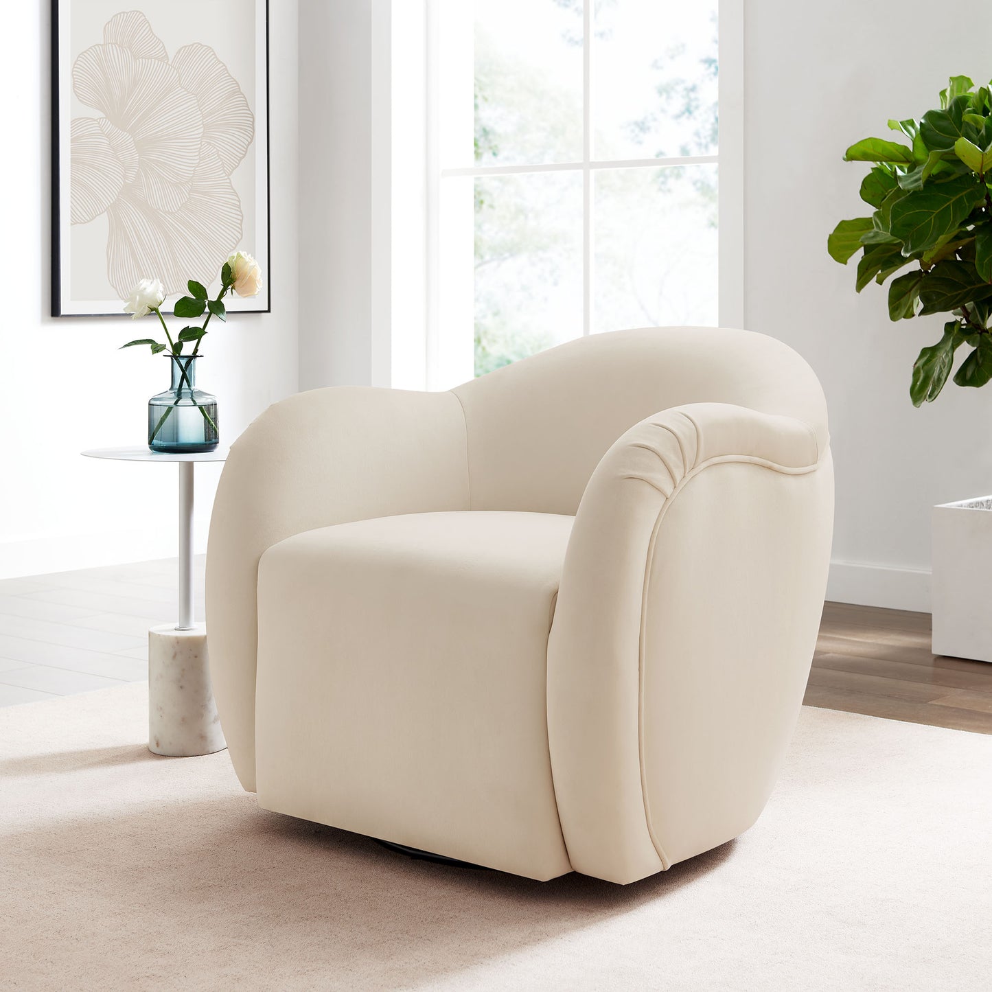 Compose Performance Velvet Swivel Armchair by Furniture For America