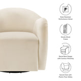 Linus Performance Velvet Swivel Armchair in Alabaster