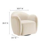 Linus Performance Velvet Swivel Armchair in Alabaster