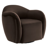 Linus Performance Velvet Swivel Armchair in Chocolate Brown