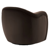 Linus Performance Velvet Swivel Armchair in Chocolate Brown