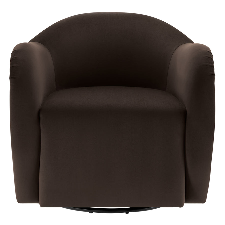 Linus Performance Velvet Swivel Armchair in Chocolate Brown