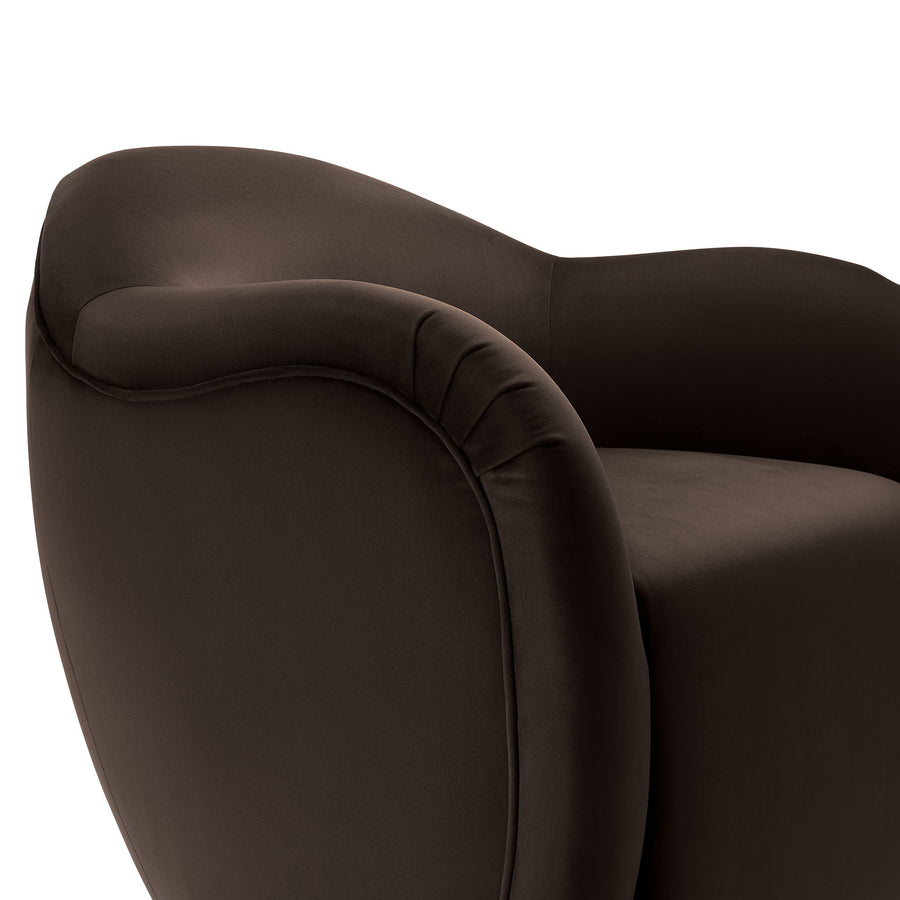 Linus Performance Velvet Swivel Armchair in Chocolate Brown