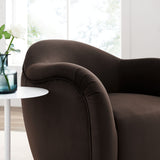 Linus Performance Velvet Swivel Armchair in Chocolate Brown