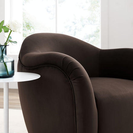 Compose Performance Velvet Swivel Armchair in Chocolate Brown
