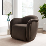 Linus Performance Velvet Swivel Armchair in Chocolate Brown