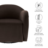 Linus Performance Velvet Swivel Armchair in Chocolate Brown