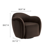 Linus Performance Velvet Swivel Armchair in Chocolate Brown