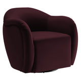 Linus Performance Velvet Swivel Armchair in Mulberry