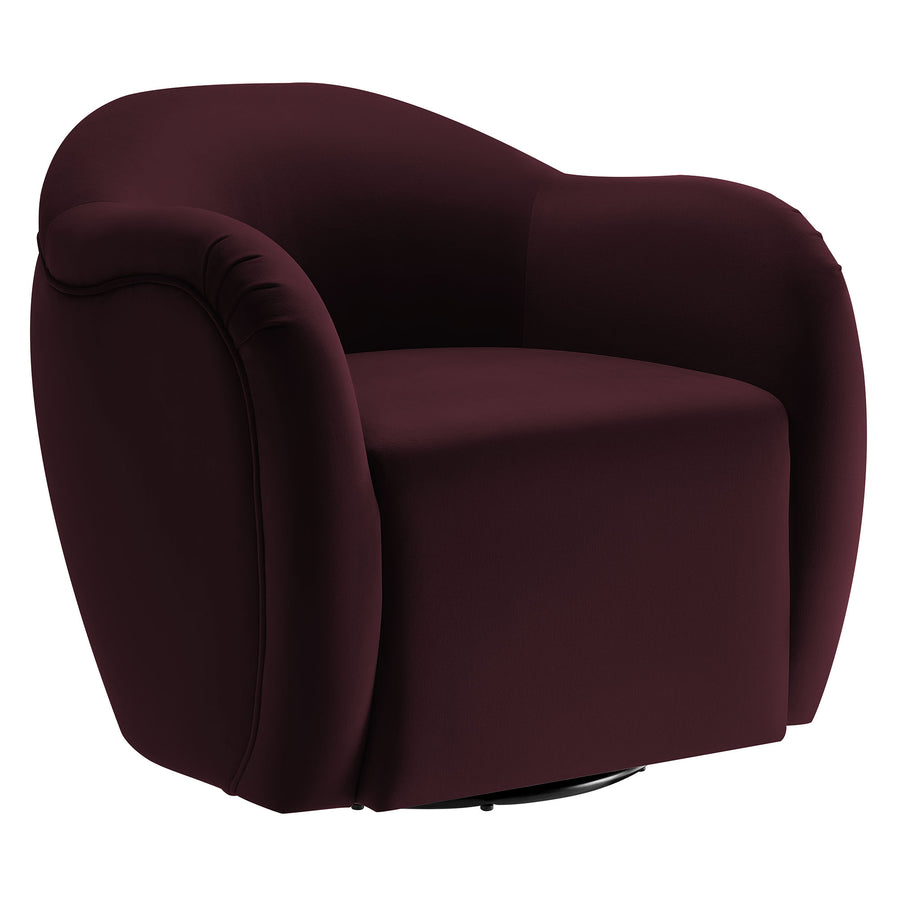 Linus Performance Velvet Swivel Armchair in Mulberry